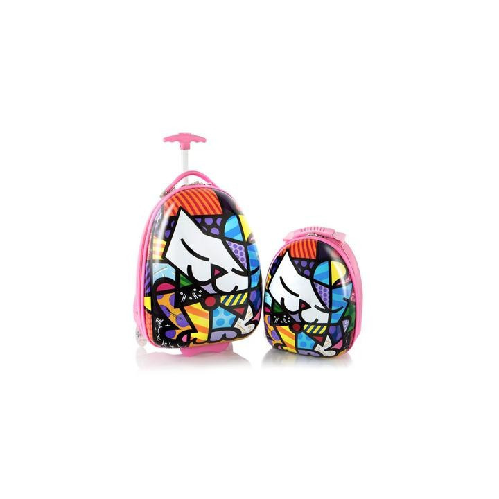 Zestaw Heys Walizka + Plecak Britto Pink Dog 2w1 | luxwalizki.pl