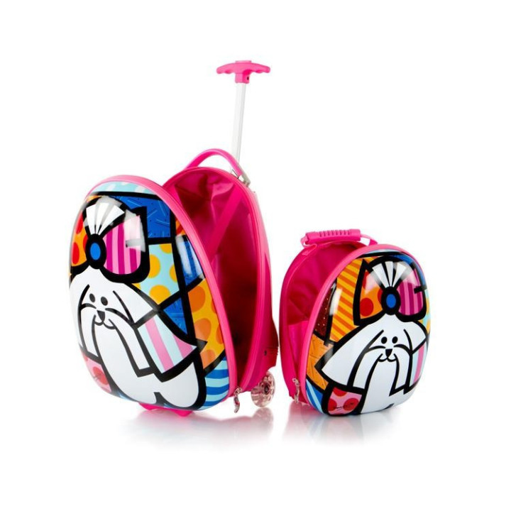 Zestaw Heys Walizka + Plecak Britto Pink Dog 2w1 | luxwalizki.pl
